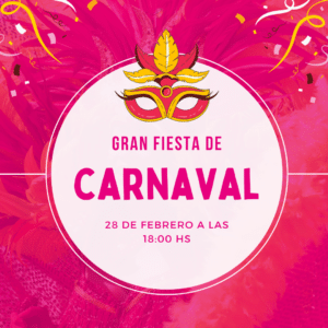 cartel carnaval minimalista femenino rosa